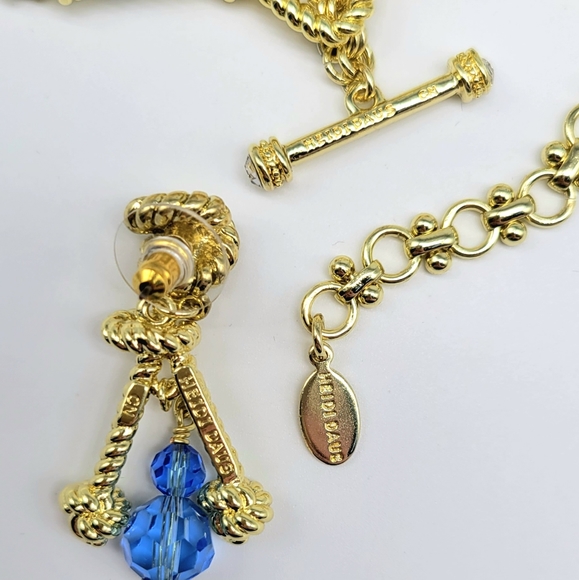 Heidi Daus Twist Gold Knot Jewelry Set with White Glass Pearl + Sapphire Crystal - Picture 10 of 10
